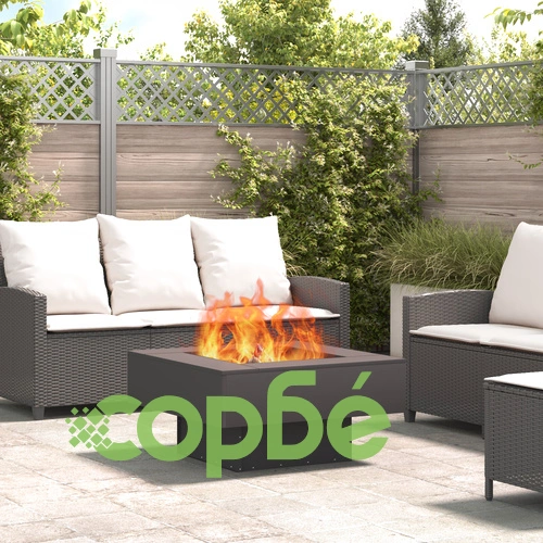 Квадратно огнище за градина 80x80x40 см от черна стомана за открито ➤ топ цена ➤ sorbe.bg