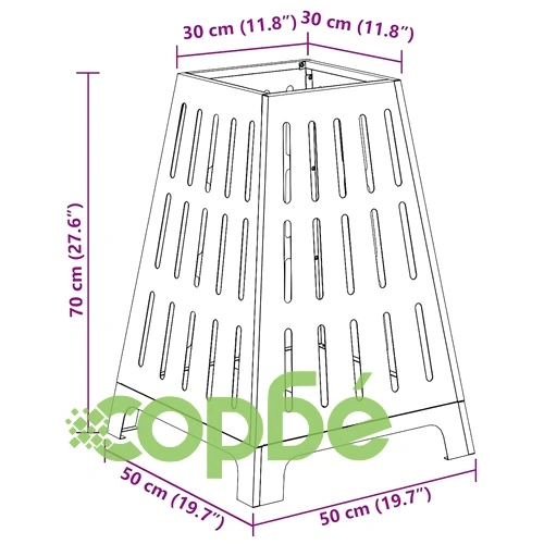 Огнище за градина Черно 50 x 50 x 70 см, Патинирана стомана ➤ топ цена ➤ sorbe.bg