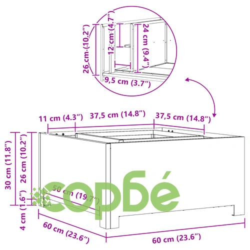 Огнище за Градина Квадратно Черно 60x60x30 см от Стомана с Матово Покритие ➤ топ цена ➤ sorbe.bg