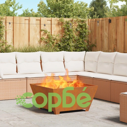 Огнище за градина квадратно 80x80x40 см от атмосферна стомана за открито ➤ топ цена ➤ sorbe.bg