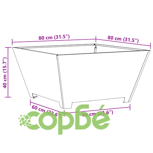 Огнище за градина квадратно 80x80x40 см от атмосферна стомана за открито ➤ топ цена ➤ sorbe.bg