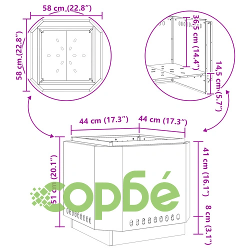 Бездимно Огнище за Градина от Стомана - Черно, Квадратно 58x58x51 см ➤ топ цена ➤ sorbe.bg