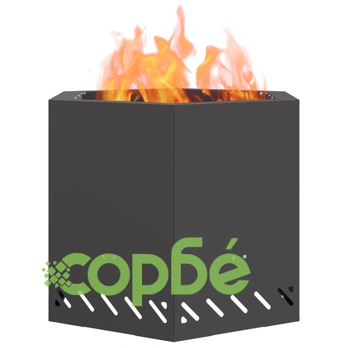 Шестоъгълно Бездимно Огнище от Стомана - Черно 58x58x51 см ➤ топ цена ➤ sorbe.bg