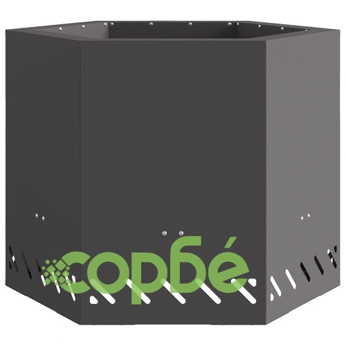 Шестоъгълно Бездимно Огнище от Стомана - Черно 58x58x51 см ➤ топ цена ➤ sorbe.bg