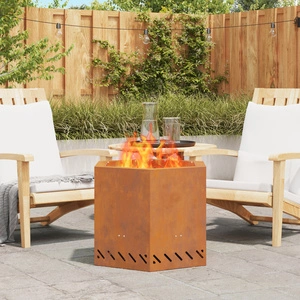 Шестоъгълно Бездимно Огнище от Обветрена Стомана 58x58x51 см за Градина и Тераса