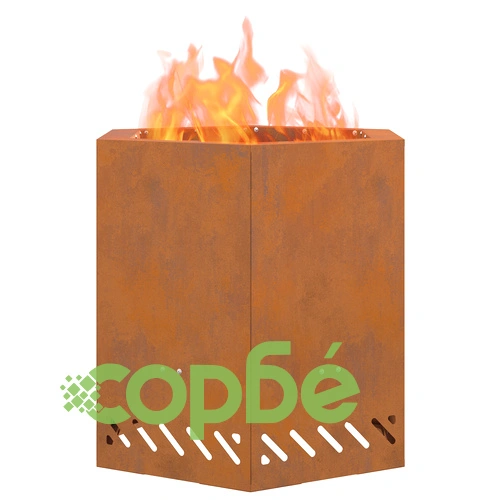 Бездимно Огнище Шестоъгълно 48x48x51 см от Корутирана Стомана за Градина ➤ топ цена ➤ sorbe.bg