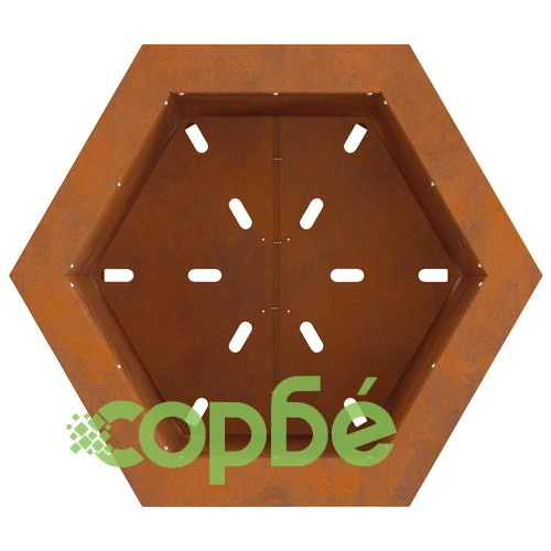 Бездимно Огнище Шестоъгълно 48x48x51 см от Корутирана Стомана за Градина ➤ топ цена ➤ sorbe.bg