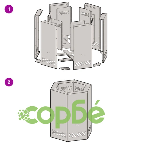 Шестоъгълно бездимно огнище за градина 38x38x51 см от атмосфероустойчива стомана ➤ топ цена ➤ sorbe.bg