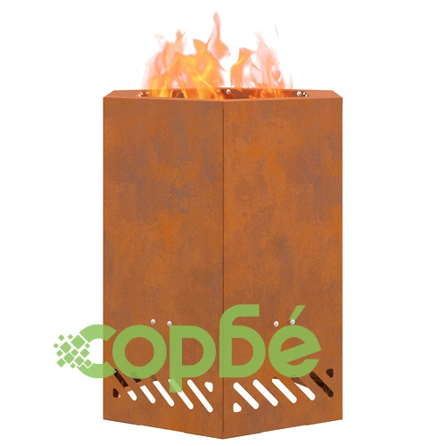 Шестоъгълно бездимно огнище за градина 38x38x51 см от атмосфероустойчива стомана ➤ топ цена ➤ sorbe.bg
