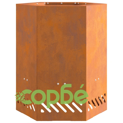 Шестоъгълно бездимно огнище за градина 38x38x51 см от атмосфероустойчива стомана ➤ топ цена ➤ sorbe.bg