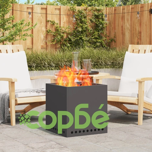Квадратно Бездимно Огнище за Градина от Стомана - Черно 48x48x50 см ➤ топ цена ➤ sorbe.bg