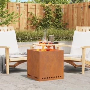 Бездимно квадратно огнище от облагородена стомана 48x48x50 см за градина