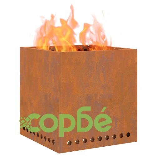 Бездимно квадратно огнище от облагородена стомана 48x48x50 см за градина ➤ топ цена ➤ sorbe.bg