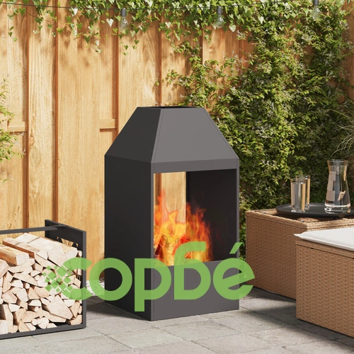 Черно Огнище за Градина 50x50x100 см от Висококачествена Стомана ➤ топ цена ➤ sorbe.bg