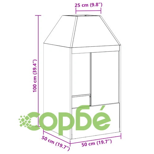 Черно Огнище за Градина 50x50x100 см от Висококачествена Стомана ➤ топ цена ➤ sorbe.bg
