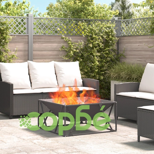 Огнище Квадратно Черно 80x80x40 см от Висококачествена Стомана за Градина ➤ топ цена ➤ sorbe.bg