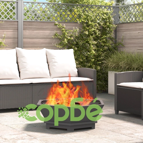 Огнище Хексагонално от Черна Стомана с Прахово Покритие 75x75x28 см за Градина ➤ топ цена ➤ sorbe.bg