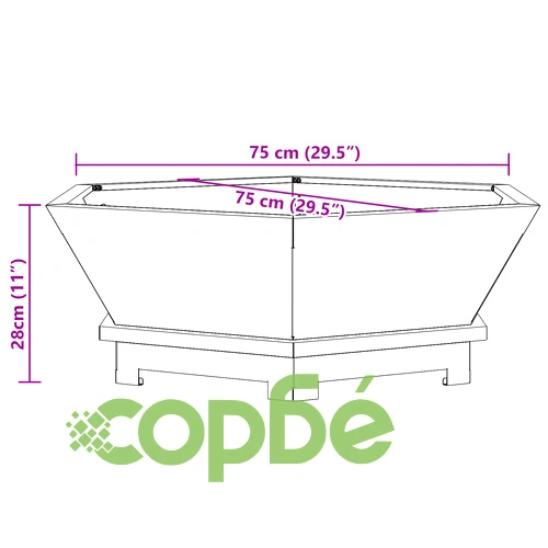Огнище Хексагонално от Черна Стомана с Прахово Покритие 75x75x28 см за Градина ➤ топ цена ➤ sorbe.bg