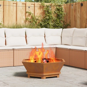 Шестоъгълно огнище за градина 75x75x28 см от висококачествена стомана с ефект ръжда