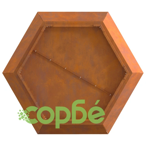 Шестоъгълно огнище за градина 75x75x28 см от висококачествена стомана с ефект ръжда ➤ топ цена ➤ sorbe.bg