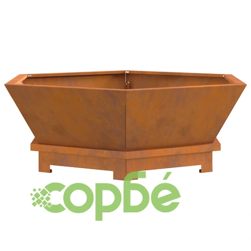 Шестоъгълно огнище за градина 75x75x28 см от висококачествена стомана с ефект ръжда ➤ топ цена ➤ sorbe.bg