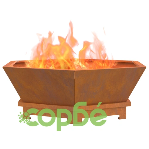 Шестоъгълно огнище за градина 75x75x28 см от висококачествена стомана с ефект ръжда ➤ топ цена ➤ sorbe.bg