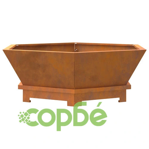 Шестоъгълно огнище за градина 75x75x28 см от висококачествена стомана с ефект ръжда ➤ топ цена ➤ sorbe.bg