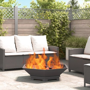 Огнище Хексагонално от Черна Стомана 100x100x28 см за Градина и Тераса