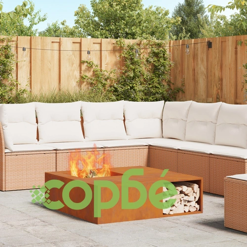 Огнище с място за дърва 100x100x30 см от Weathering стомана за градина ➤ топ цена ➤ sorbe.bg