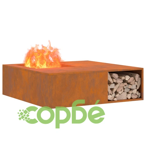Огнище с място за дърва 100x100x30 см от Weathering стомана за градина ➤ топ цена ➤ sorbe.bg