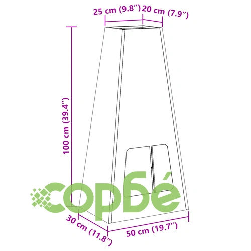 Огнище за градина Черно 50x35x100 см от Стомана с Прахово Покритие ➤ топ цена ➤ sorbe.bg