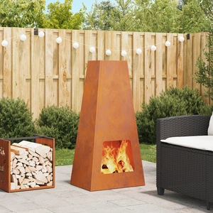 Градинско огнище пирамида 50x35x100 см от Weathering Steel за открито
