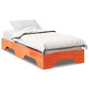 Дървена рамка за легло от масивна бор 80x200 cm с възможност за подреждане, кафява