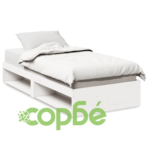 Дневно легло от масивна борова дървесина, бяло, 90x190 см, без матрак ➤ топ цена ➤ sorbe.bg