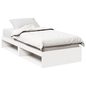 Дневно легло от масивна борова дървесина, бяло, 75x190 cm, без матрак