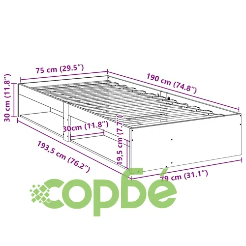 Дневно легло от масивна борова дървесина, бяло, 75x190 cm, без матрак ➤ топ цена ➤ sorbe.bg