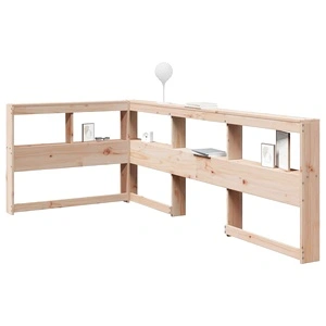 L-образна табла за легло с рафтове, 80 см, масивно борово дърво