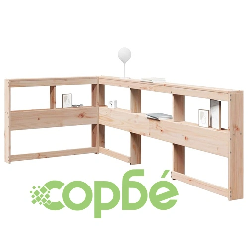 L-образна табла за легло с рафтове, 80 см, масивно борово дърво ➤ топ цена ➤ sorbe.bg