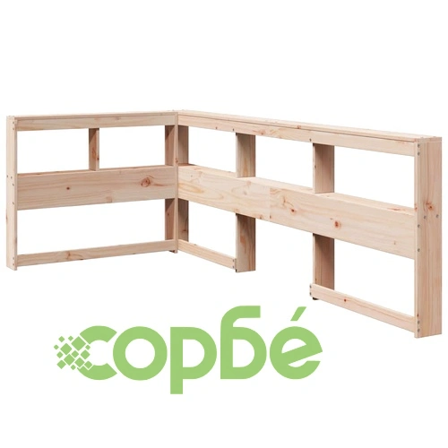 L-образна табла за легло с рафтове, 80 см, масивно борово дърво ➤ топ цена ➤ sorbe.bg