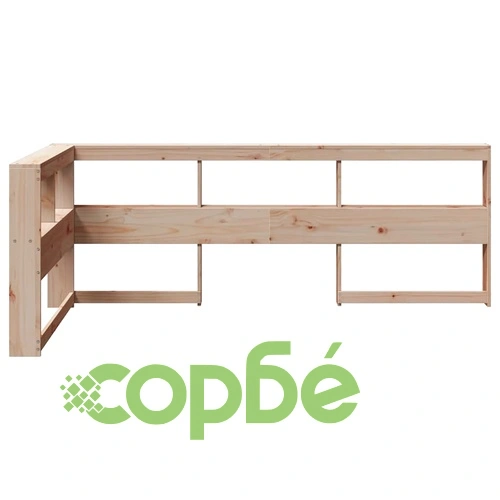 L-образна табла за легло с рафтове, 80 см, масивно борово дърво ➤ топ цена ➤ sorbe.bg