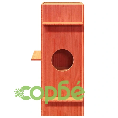 Луксозна Къща за Котки от Масивна Борова Дървесина - Восъчнокафява, 43x43x90 см ➤ топ цена ➤ sorbe.bg