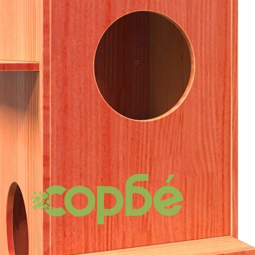 Луксозна Къща за Котки от Масивна Борова Дървесина - Восъчнокафява, 43x43x90 см ➤ топ цена ➤ sorbe.bg