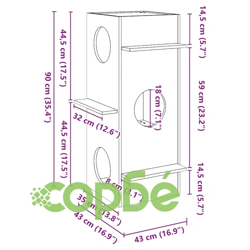 Луксозна Къща за Котки от Масивна Борова Дървесина - Восъчнокафява, 43x43x90 см ➤ топ цена ➤ sorbe.bg
