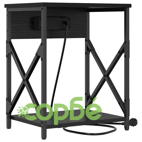 Нощни шкафчета с USB зарядна станция 2 бр. черен дъб 41x31x51 см ➤ топ цена ➤ sorbe.bg