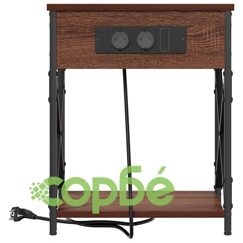 Нощно шкафче с USB зарядна станция 2 броя Кафяв дъб 41x31x51 см ➤ топ цена ➤ sorbe.bg