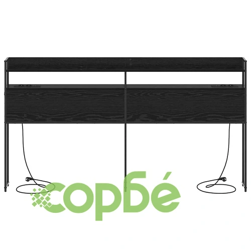 Табла за легло с рафтове и LED осветление Черен дъб 180 cm Инженерно дърво ➤ топ цена ➤ sorbe.bg