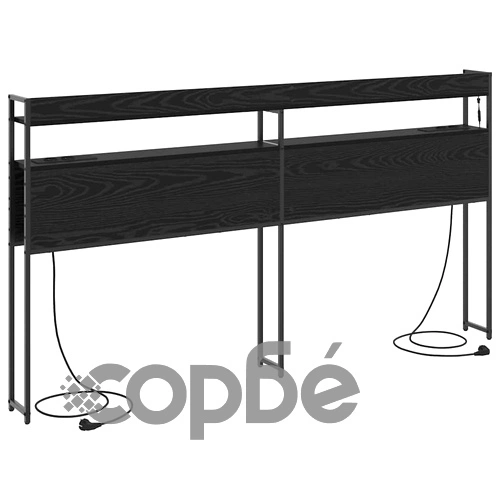 Табла за легло с рафтове и LED осветление Черен дъб 180 cm Инженерно дърво ➤ топ цена ➤ sorbe.bg