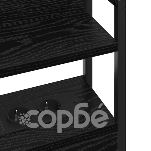 Табла за легло с рафтове и LED осветление Черен дъб 180 cm Инженерно дърво ➤ топ цена ➤ sorbe.bg