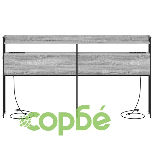 Табла за легло с рафтове и LED осветление - Сив сонома 180 cm Инженерно дърво ➤ топ цена ➤ sorbe.bg