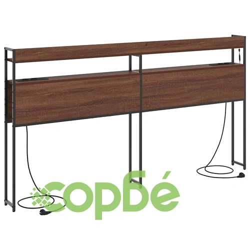 Табла за легло с рафтове и LED осветление - кафяв дъб 180 см инженерно дърво ➤ топ цена ➤ sorbe.bg